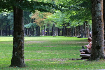 woman working in the park