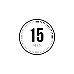 The 15 minutes, stopwatch vector icon, digital timer. clock and watch, timer, countdown symbol. Timer sign 15 min on white background