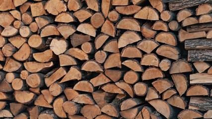 Chopped firewood stack