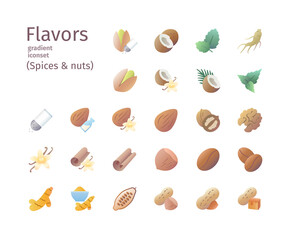 Flavors gradient iconset (nuts & spices)