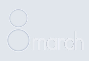 Geometric buttons in neumorphism style in the shape of a number 8. Womens day in neumorphic style.