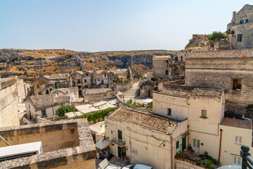 Naklejka premium View at the old town - Sasso Caveoso - of Matera, Basilicata, Italy 