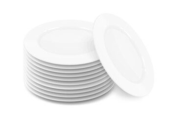 White flat plate. Tableware for food. Isolated on background. Eps10 vector illustration.