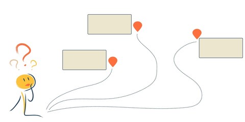 choosing the path in front of the character. different destinations. the question of what to choose, which way