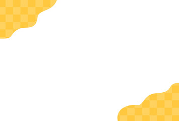 日本の伝統な文様モチーフのかわいい和モダンな背景- 市松模様と麻の葉 - 黄色・金