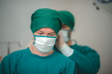 Fototapeta na wymiar professional surgeon doctor in uniform for working in hospital medicine operation room