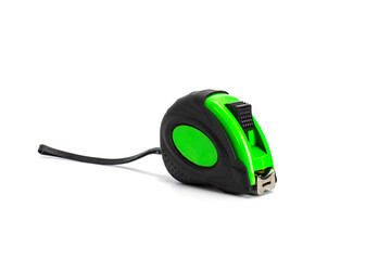 green  tape measure  isolated on white background