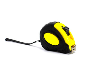 yellow  tape measure  isolated on white background