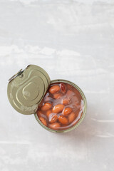 canned food boiled brown beans on iron