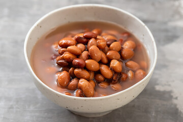 Fototapeta na wymiar canned food boiled brown beans on bowl