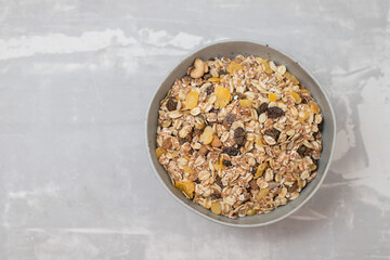 fresh bread in small backet on blue background