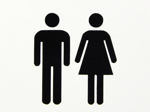 Male and female graphic symbols are used to indicate the presence of toilets in the area. Presented with easy -to -understand graphics.
