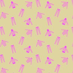 seamless pattern with pink hoodie and jeans  