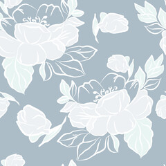 Seamless floral pattern with flowers peony. 
