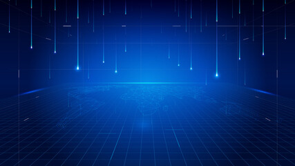 Internet technology internationalization globalization futuristic space exhibition hall background