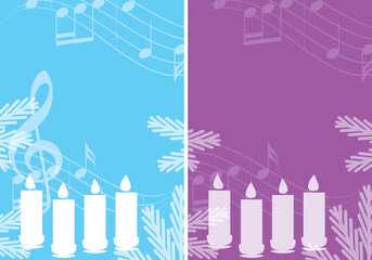 backgrounds with 4 advent candles and music notes - vector illustration