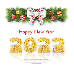 Fototapeta na wymiar Holiday gift card Happy New Year 2022