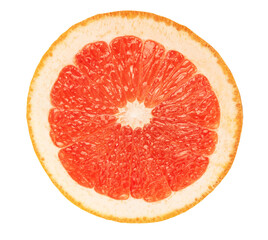 grapefruit ring isolated on white. Top view, natural color.