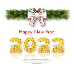 Fototapeta na wymiar Holiday gift card Happy New Year 2022
