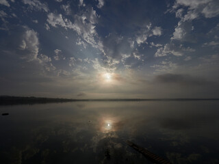 Fototapeta na wymiar Sunrise on the Bellus reservoir, Spain