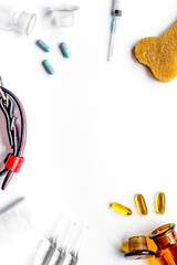 concept pets care treatment on white background top view