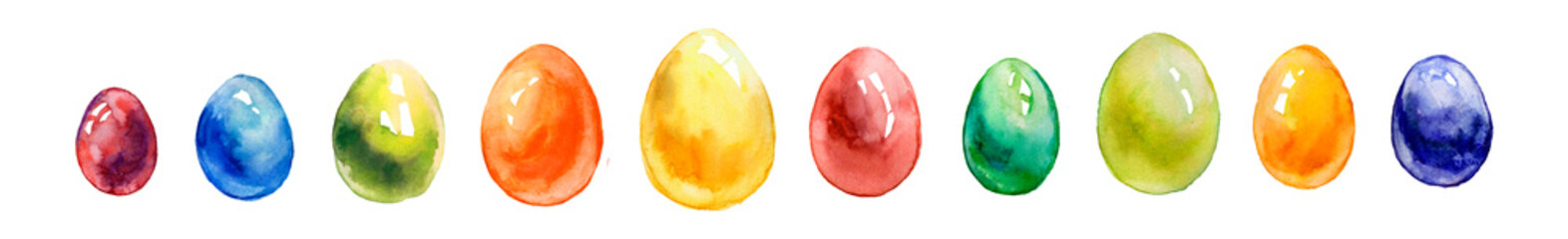 multicolored Easter eggs on white background. colored eggs