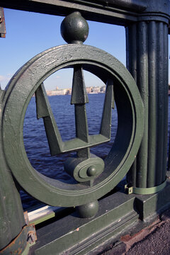 Bridge in Saint Petersburg, Russia. The Neva river.