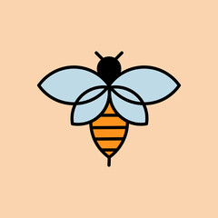 Bee, vector bee, graphic logo bee, coloured bee, concept  logo, vector logo.