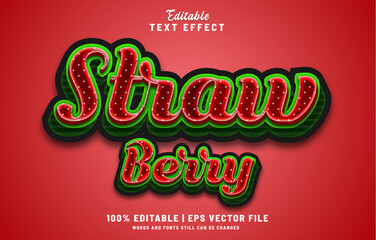 Strawberry editable text style 3d 