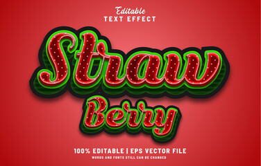 Strawberry editable text style 3d 