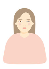 正面でこちらを見る若い女性