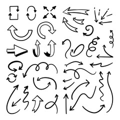 Arrow doodle collection. Hand drawn set of arrows.
