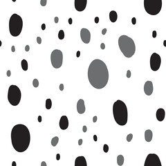 Polka dots seamless pattern. Hand drawn doodle circles monochrome texture background. Random spots.