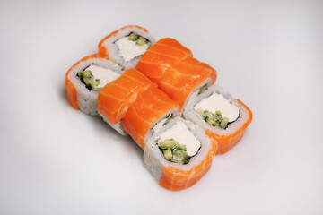 Sushi with salmon. Traditional Japanese cuisine.