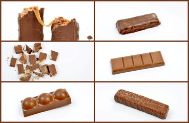 collage of a various chocolates, candies