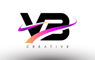 VB Logo Letter Design Icon. VB Letters with Colorful Creative Swoosh Lines