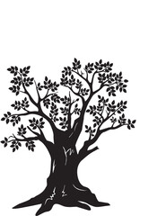 Obraz premium tree, nature, vector, branch, leaf, spring, illustration, plant, season, silhouette, summer, autumn, flower, leaves, art, design, blossom, winter, cherry, fall, drawing, symbol, environment, life, dec