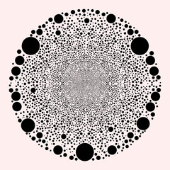 Circle exploding spheric cluster. Object pattern is organized from scattered circle icons as burst sphere. Abstract round cluster collage is organized from circle symbols.