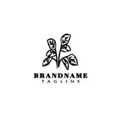 concept cilantro logo cartoon icon design template black isolated vector illustration