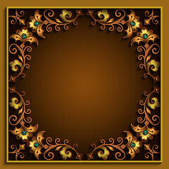 Abstract vector ornamental nature color vintage frame.