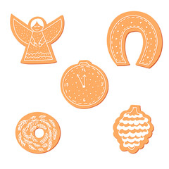 Vector set of gingerbread cookies hand-drawn style