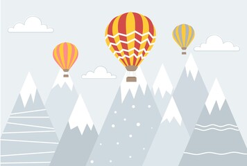 Balloons under mountain © Aleksey