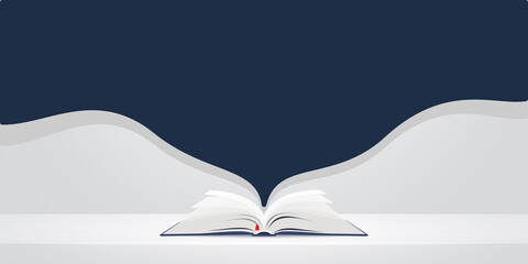 Open book over blue background illustration