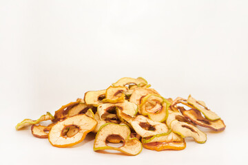 dried apples with a slide on a white background isolate
