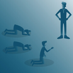 Flat of business concept,The group of businessmen respecting the boss - vector