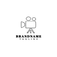 movie film camera logo cartoon icon design template black isolated vector illustration