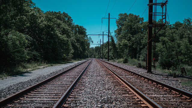 railroad tracks on a summers day