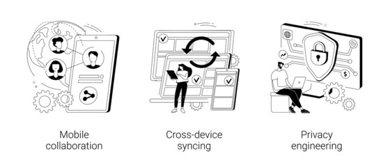 Networking app software abstract concept vector illustrations.