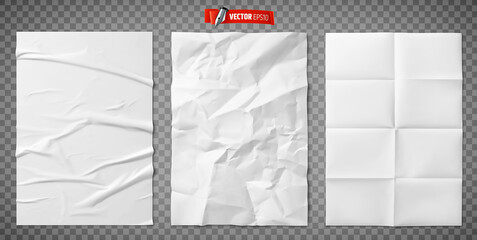 Vector realistic illustration of white paper textures on a transparent background. - 468208736