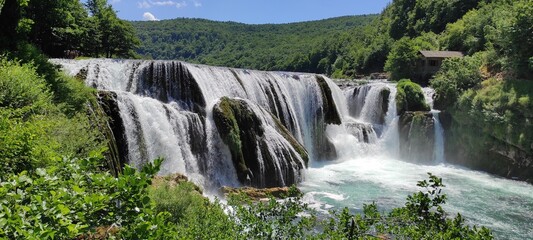 Fototapeta na wymiar The most beautiful waterfall in Bosnia and Herzegovina, Strbacki buk waterfall on the river Una.